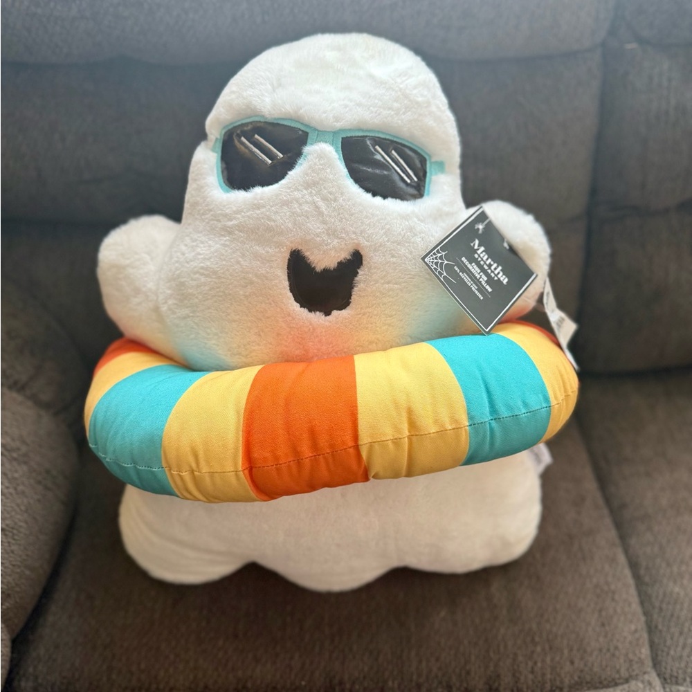 Martha Stewart Ghost Plush with Sunglasses and Colorful Ring